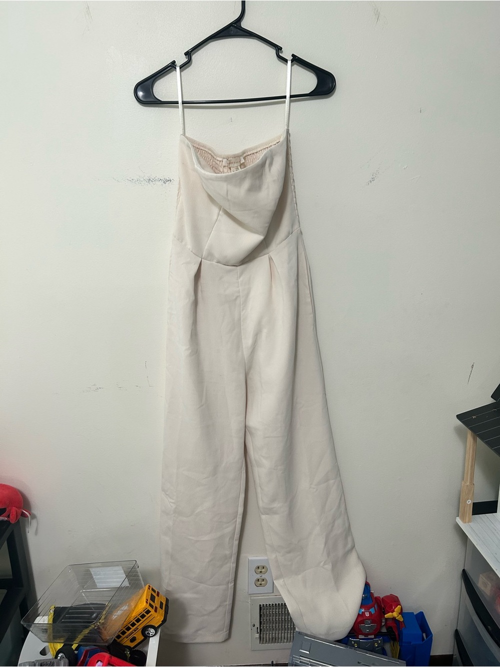 Monteau Cream Spaghetti-Strap Wide Leg Jumpsuit
